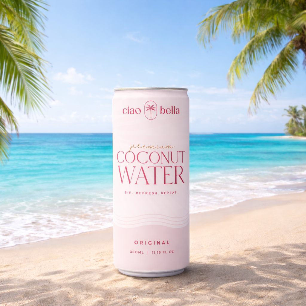 Ciao Bella Premium Coconut Water – 100% Pure Hydration | 12-Pack (11.2 fl oz Cans)