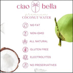 Ciao Bella Premium Coconut Water – 100% Pure Hydration | 12-Pack (11.2 fl oz Cans)